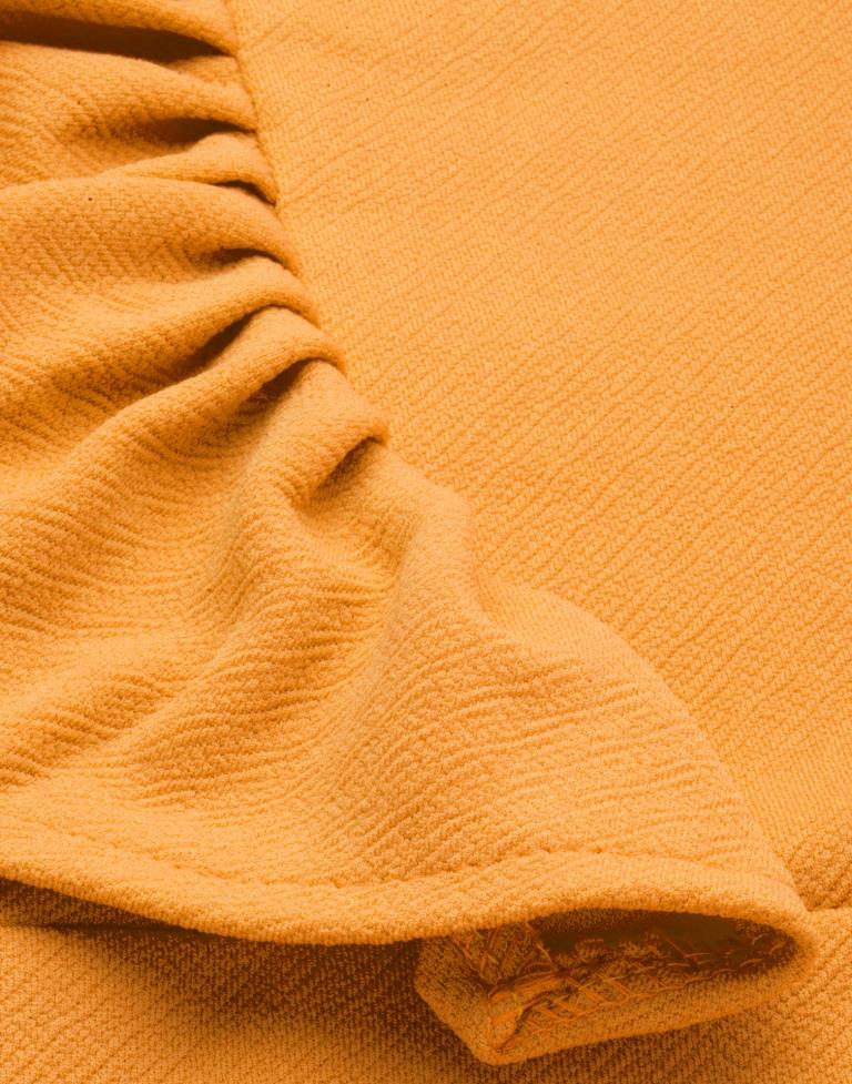 Blissful Mustard Yellow Coloured Knitted Lycra Dress | Sudathi