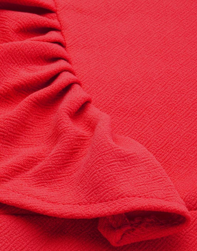 Sparkling Red Coloured Knitted Lycra Dress | Sudathi
