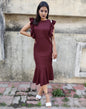 Charismatic Dark Brown Coloured Knitted Lycra Dress
