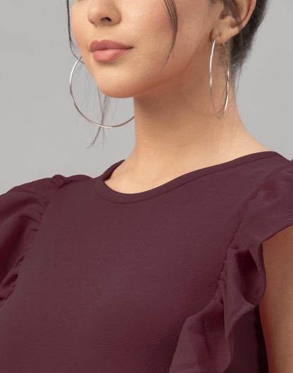 Charismatic Dark Brown Coloured Knitted Lycra Dress | Sudathi