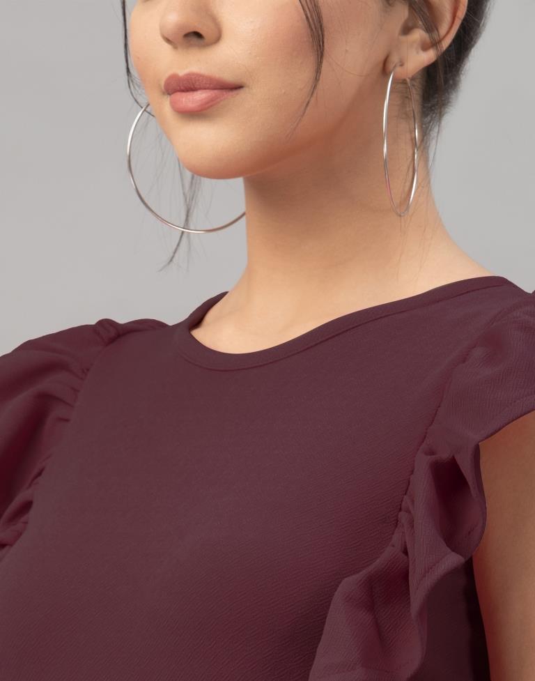 Charismatic Dark Brown Coloured Knitted Lycra Dress | Sudathi