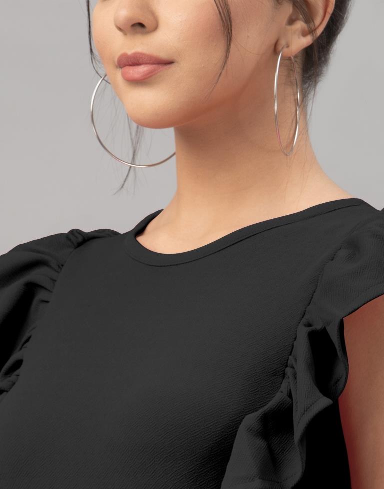Black Ruffel Bodycon Dress | Sudathi