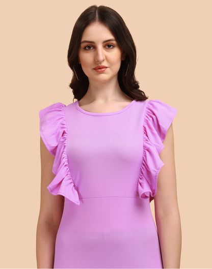 Lavender Ruffel Bodycon Dress | Leemboodi