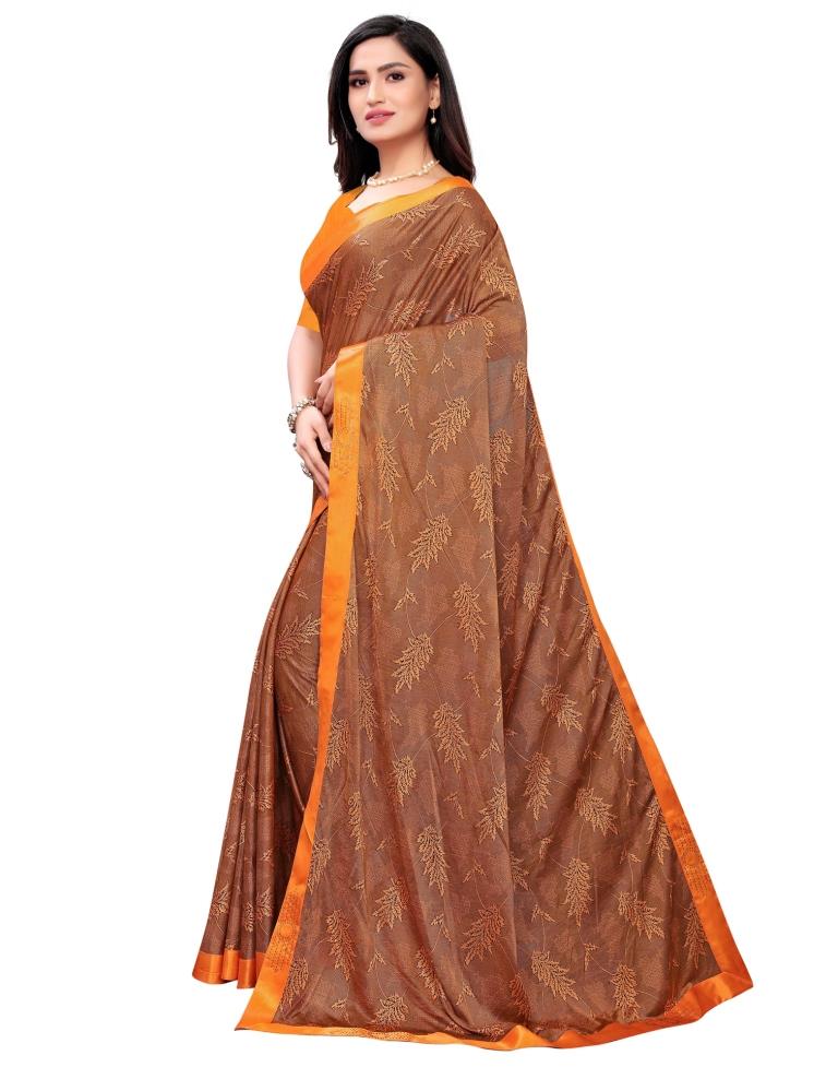 Coral Orange Coloured Lycra Embellished Partywear saree | Sudathi