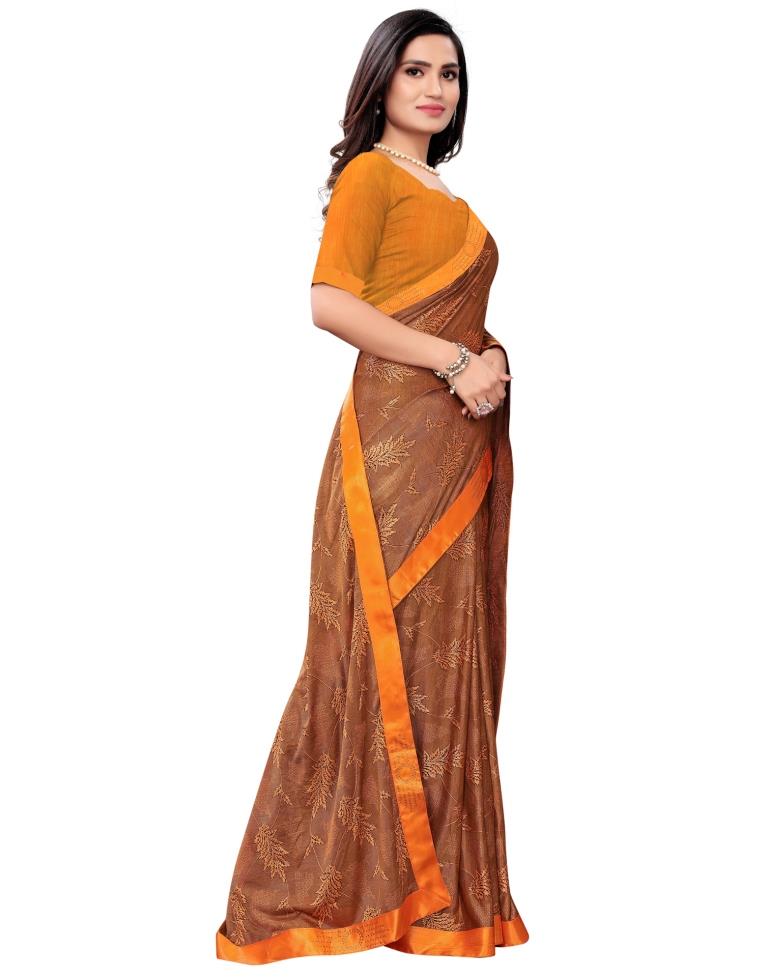 Coral Orange Coloured Lycra Embellished Partywear saree | Sudathi