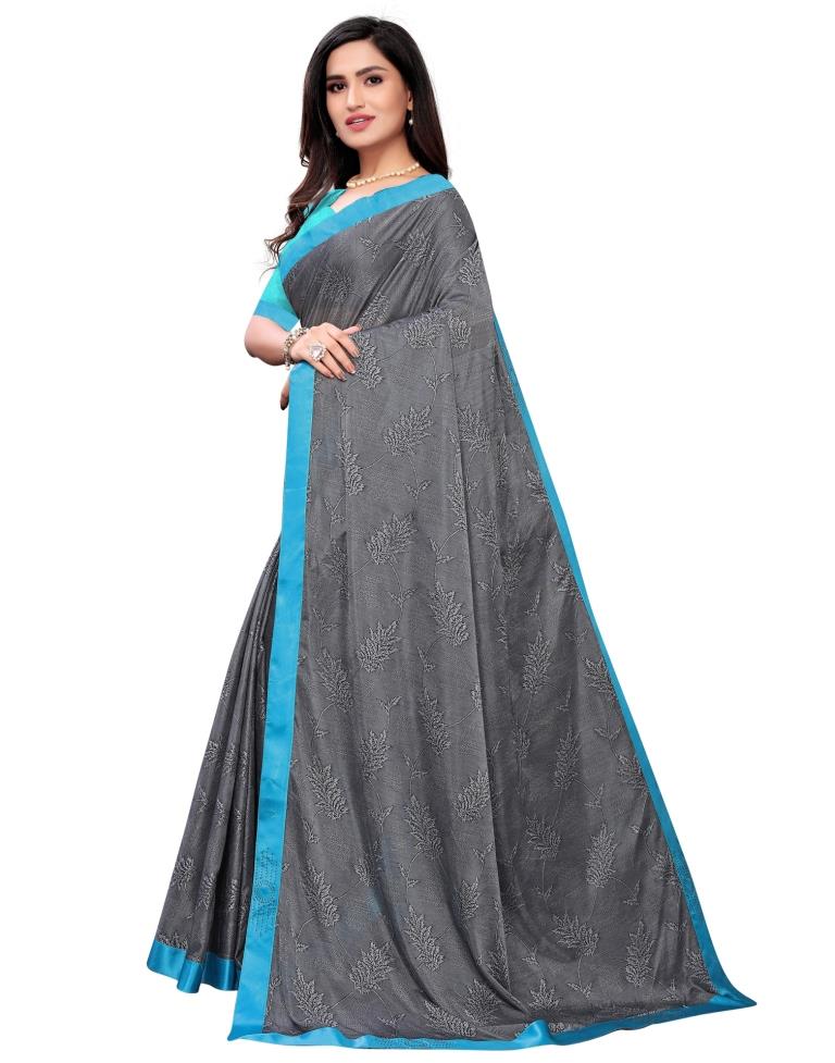 Silver Grey Coloured Lycra Embellished Partywear saree | Leemboodi