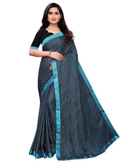 Yale Blue Coloured Lycra Embellished Partywear saree | Leemboodi