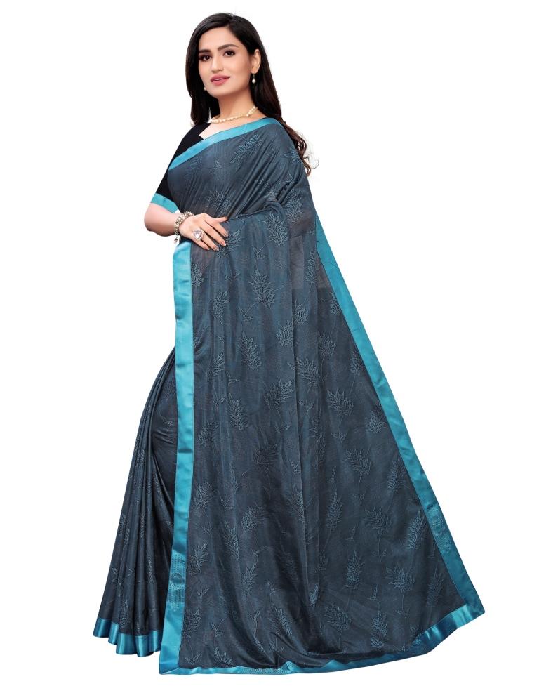 Yale Blue Coloured Lycra Embellished Partywear saree | Leemboodi