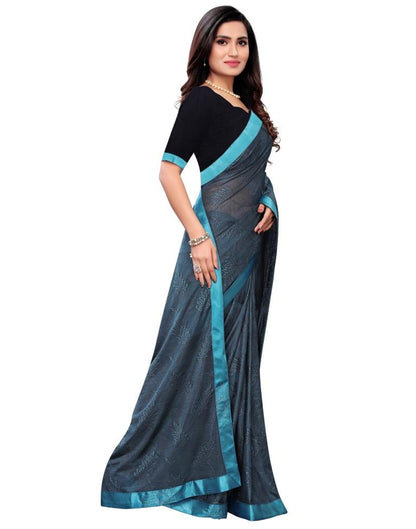 Yale Blue Coloured Lycra Embellished Partywear saree | Leemboodi