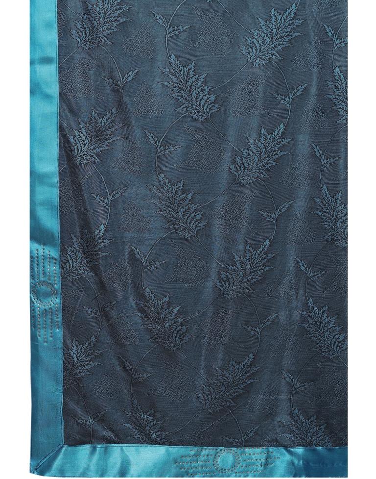 Yale Blue Coloured Lycra Embellished Partywear saree | Leemboodi