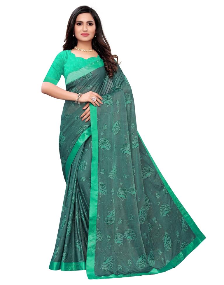 Light Sea Green Coloured Lycra Embellished Partywear saree | Sudathi