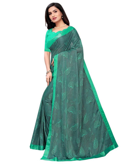 Light Sea Green Coloured Lycra Embellished Partywear saree | Sudathi