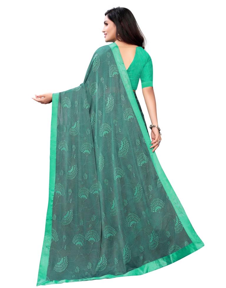Light Sea Green Coloured Lycra Embellished Partywear saree | Sudathi