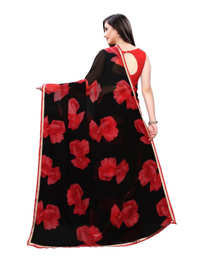 Black Coloured Chiffon Printed Casual saree | Sudathi