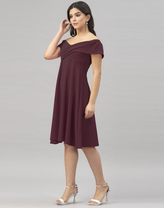 Stylish Dark Brown Coloured Knitted Lycra Dress | Sudathi