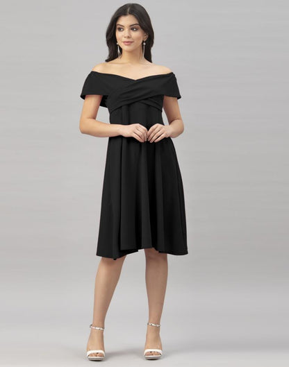 Fab Black Coloured Knitted Lycra Dress | Sudathi