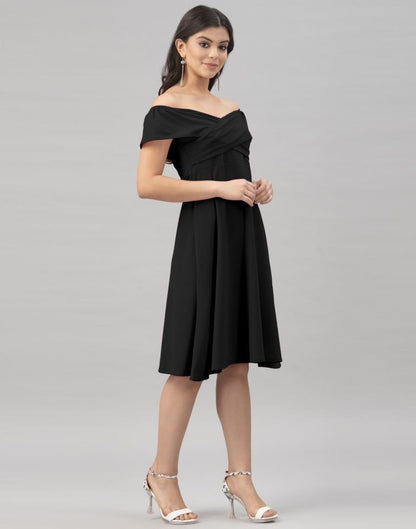 Fab Black Coloured Knitted Lycra Dress | Sudathi