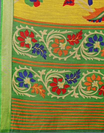 Yellow Coloured cotton Blend Printed Saree | Sudathi