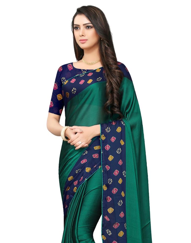 Green Coloured Chiffon Printed Casual saree | Leemboodi