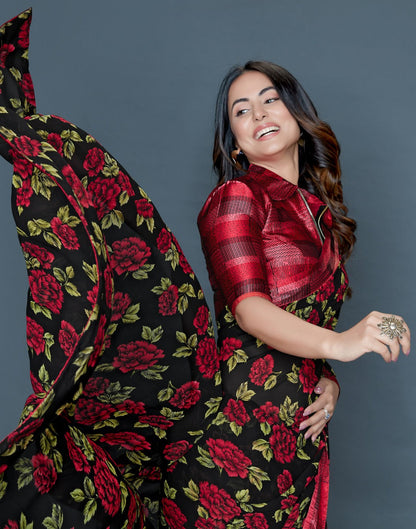 Black Printed saree | Leemboodi