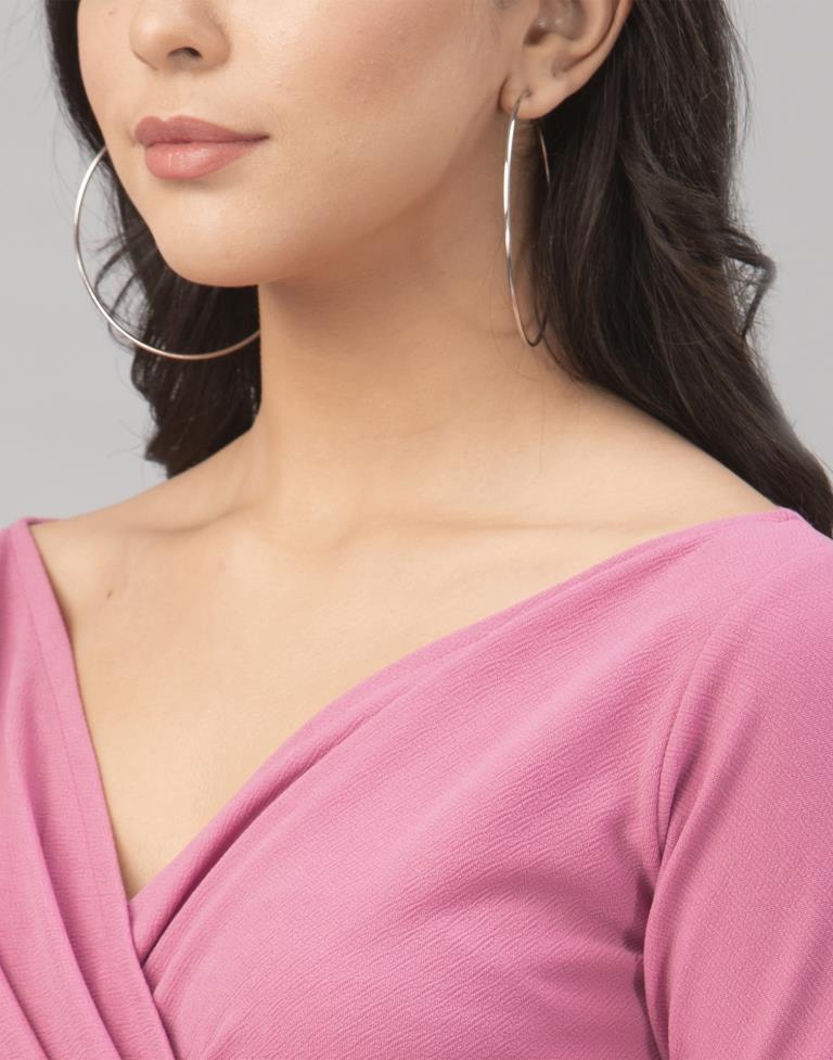 Graceful Pink Coloured Knitted Lycra Bodycon | Sudathi