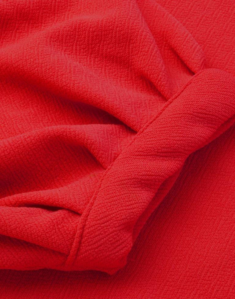 Picturesque Red Coloured Knitted Lycra Bodycon | Sudathi