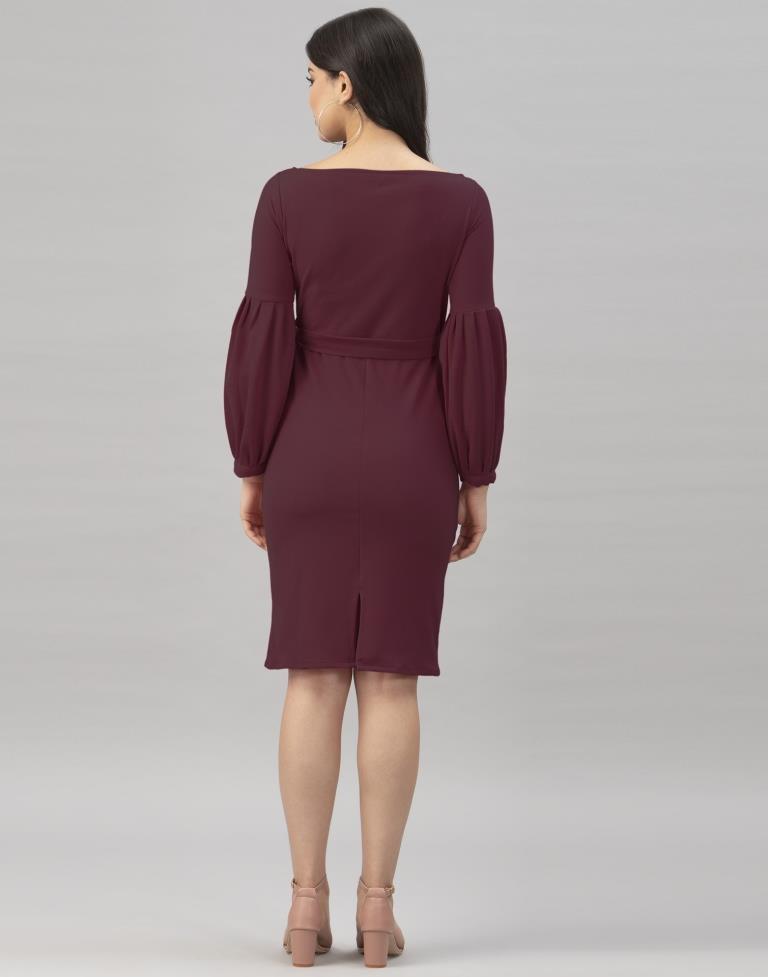 Beautiful Dark Brown Coloured Knitted Lycra Bodycon | Sudathi