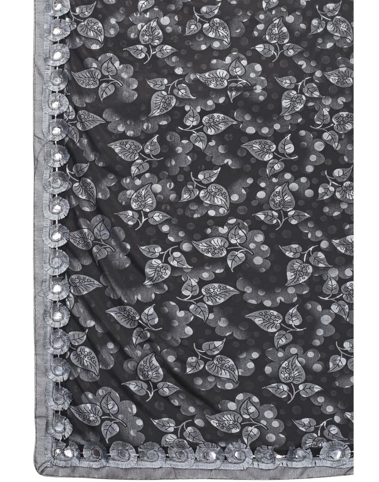 Grey Printed Lycra Saree