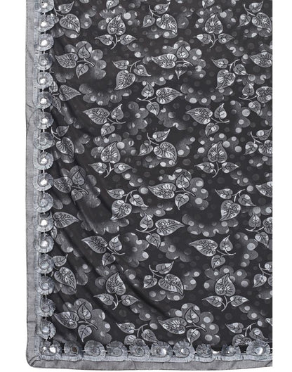 Grey Printed Lycra Saree