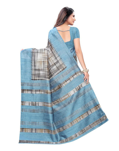 Sky Blue Coloured Poly Silk Printed Casual saree | Leemboodi
