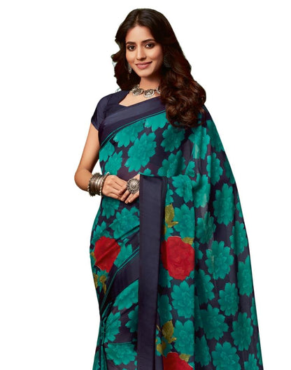 Navy Blue Coloured Chiffon Printed Casual saree | Sudathi