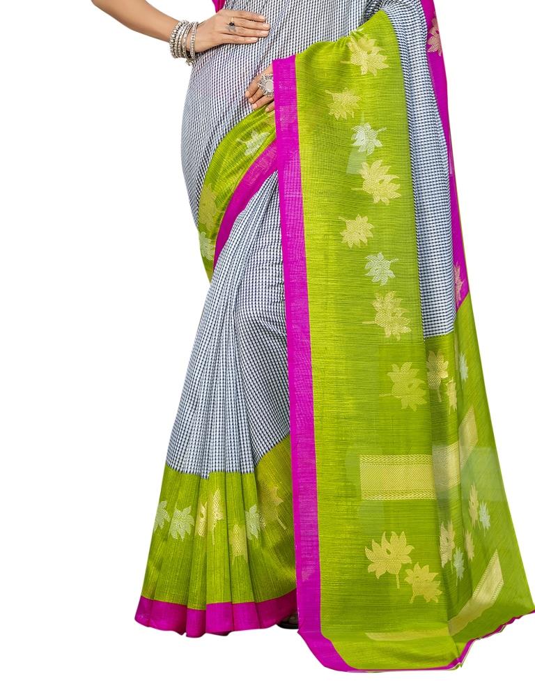 Green Printed Silk Saree