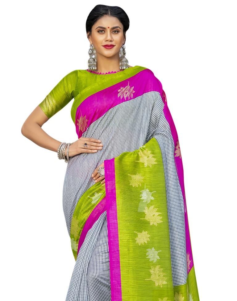 Green Printed Silk Saree