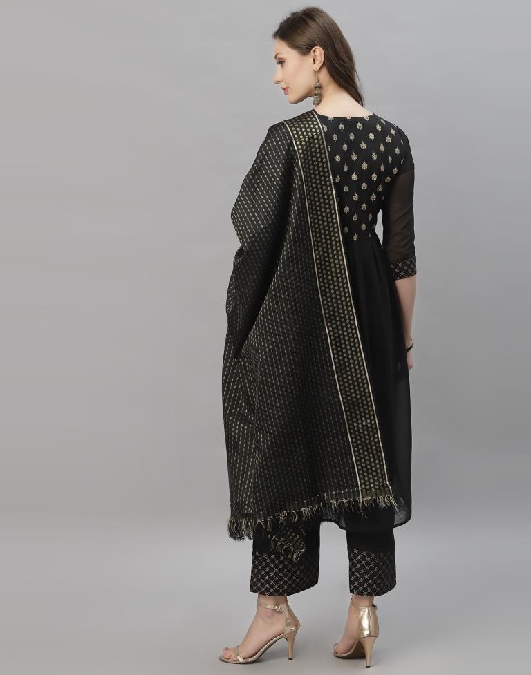 Black Kurti With Pant And Dupatta | Leemboodi