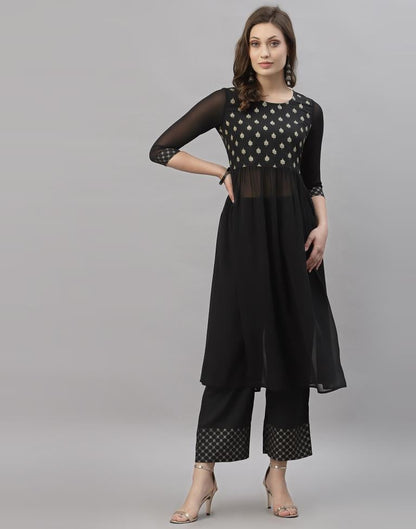 Black Kurti With Pant And Dupatta | Leemboodi