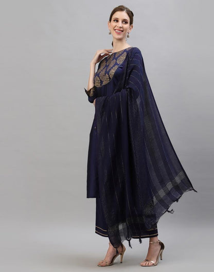 Navy Blue Kurti With Pant And Dupatta | Leemboodi