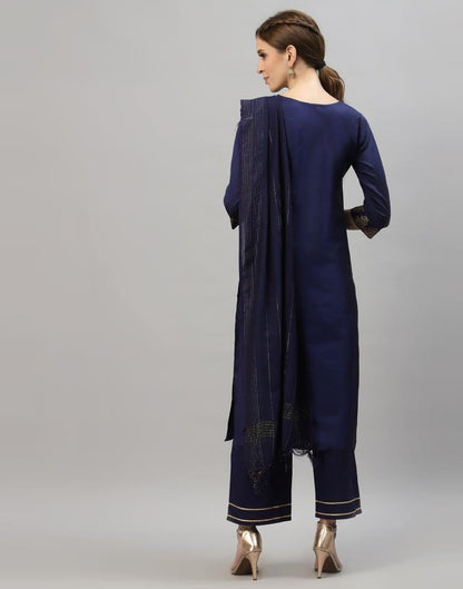 Navy Blue Kurti With Pant And Dupatta | Leemboodi