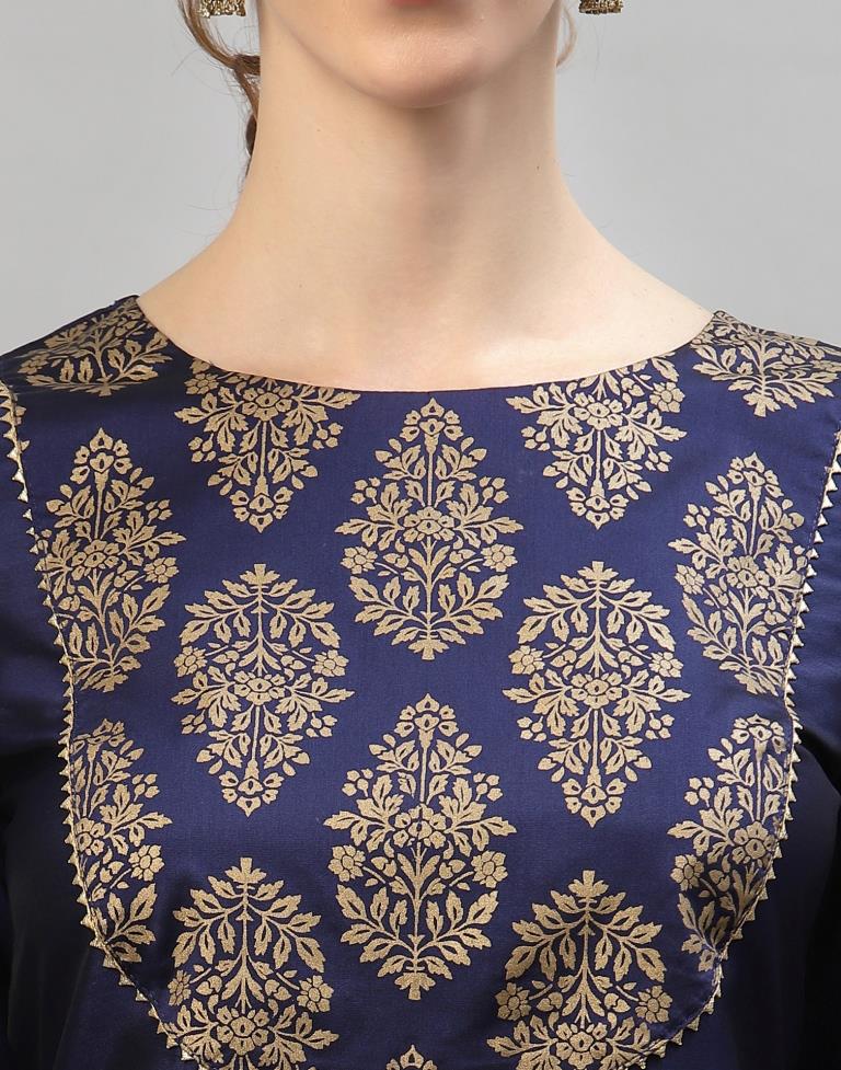 Navy Blue Kurti With Pant And Dupatta | Leemboodi