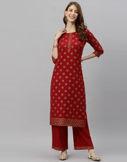 Red Kurti With Pant And Dupatta | Leemboodi