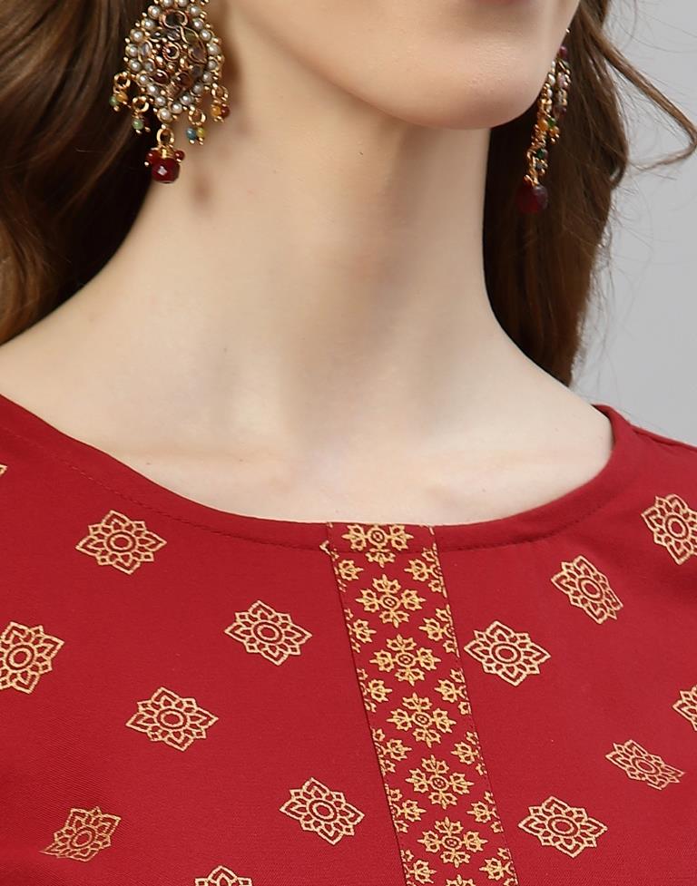 Red Kurti With Pant And Dupatta | Leemboodi