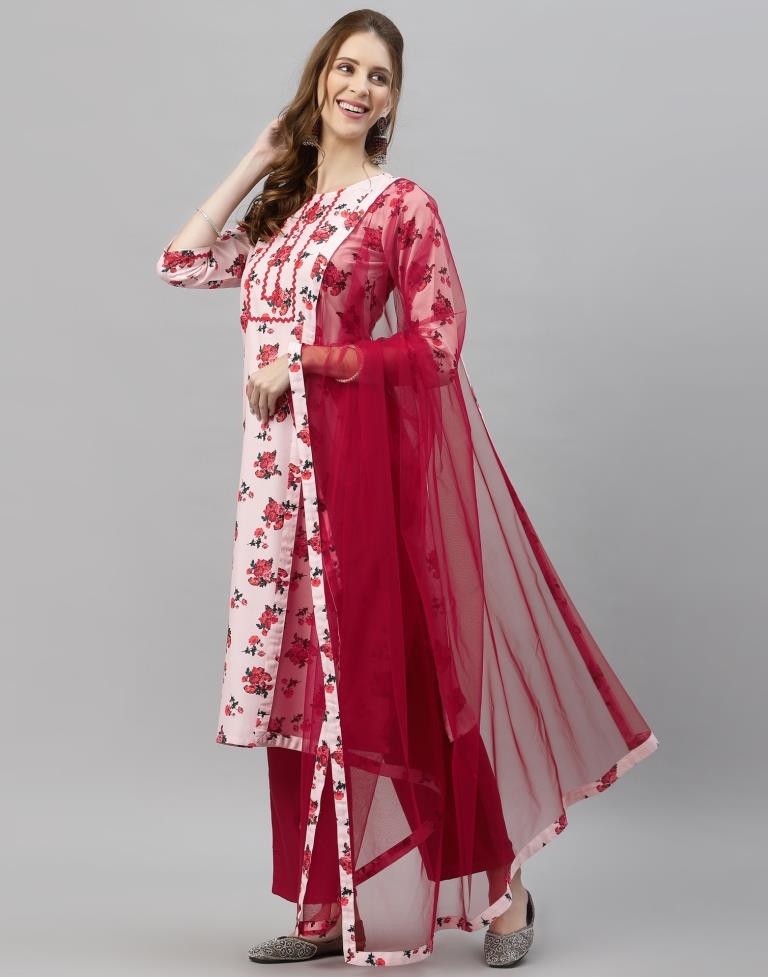 Light Pink Kurti With Pant And Dupatta | Leemboodi