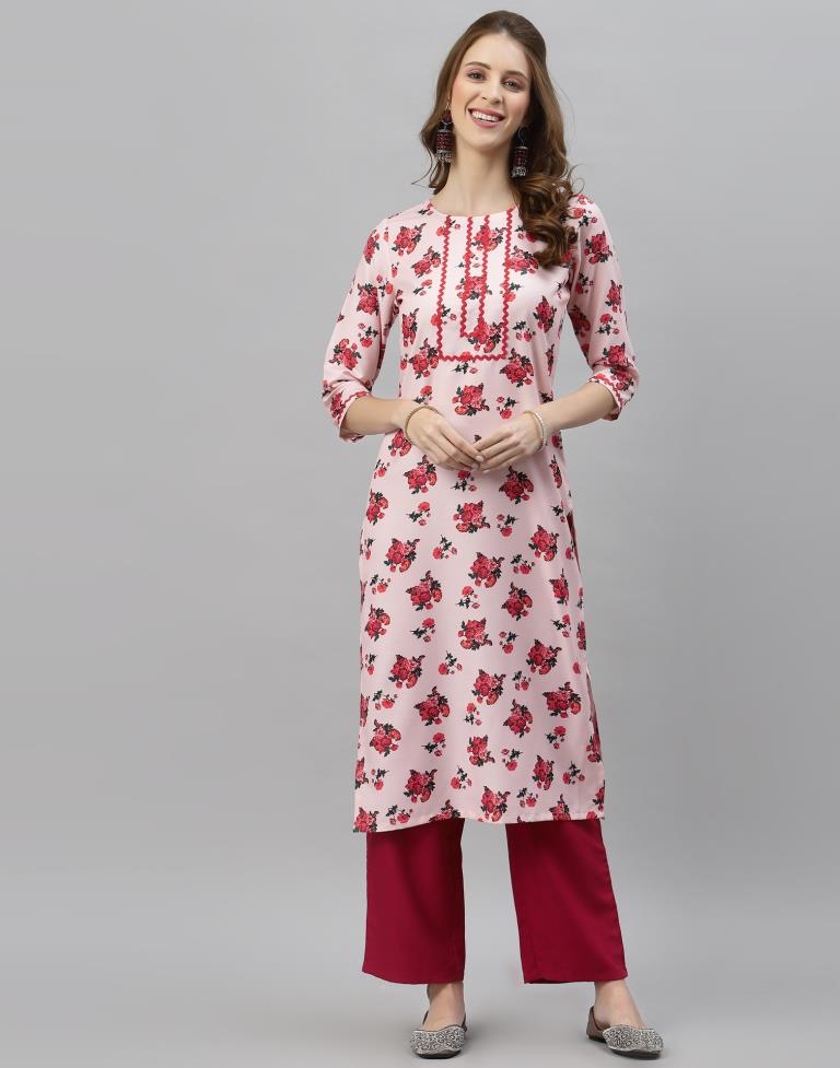 Light Pink Kurti With Pant And Dupatta | Leemboodi