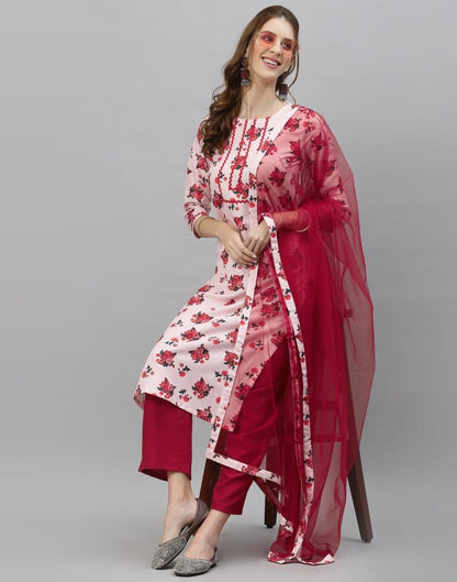 Light Pink Kurti With Pant And Dupatta | Leemboodi