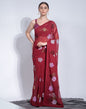 Red Heavy Georgette With Sequence Flower Saree | Leemboodi