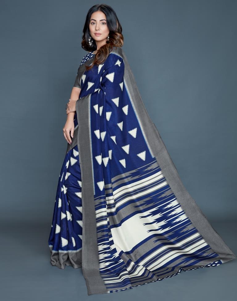 Blue Coloured Poly Silk Printed Casual saree | Sudathi