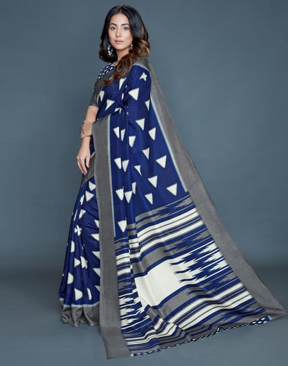 Blue Coloured Poly Silk Printed Casual saree | Sudathi