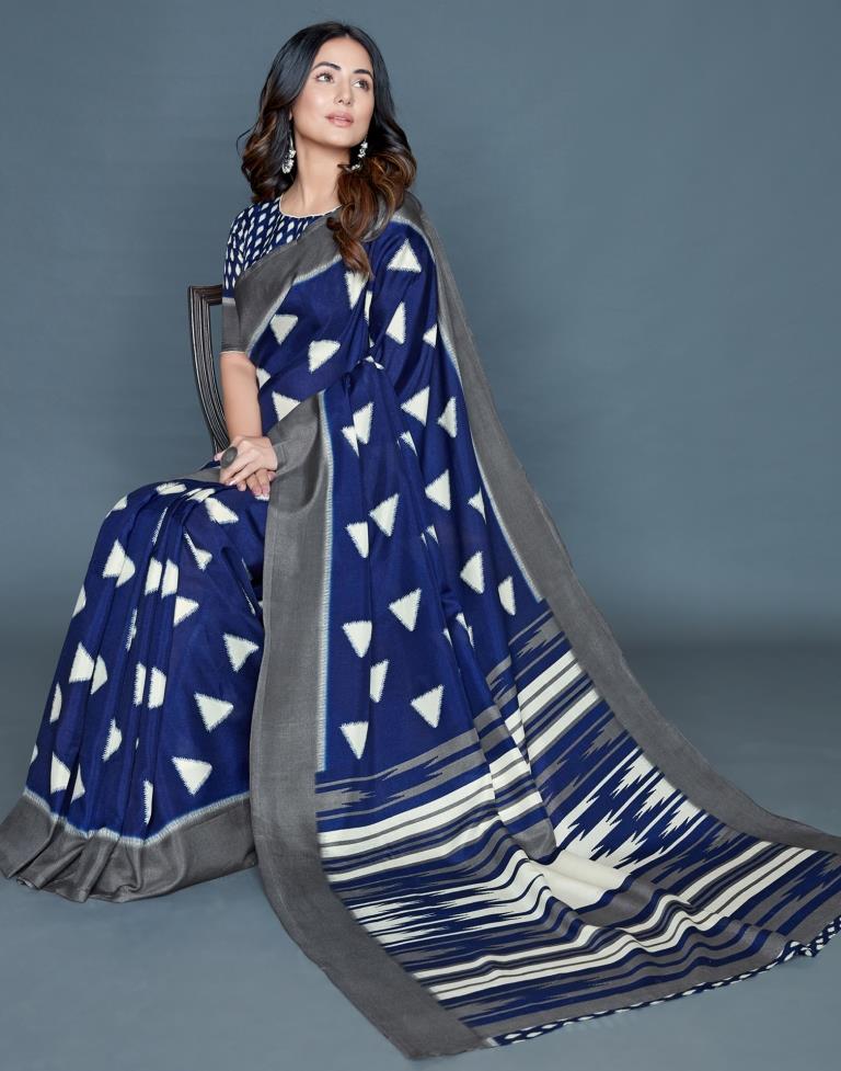 Blue Coloured Poly Silk Printed Casual saree | Sudathi