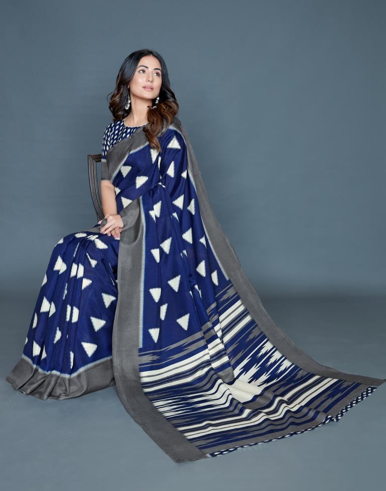 Blue Coloured Poly Silk Printed Casual saree | Sudathi