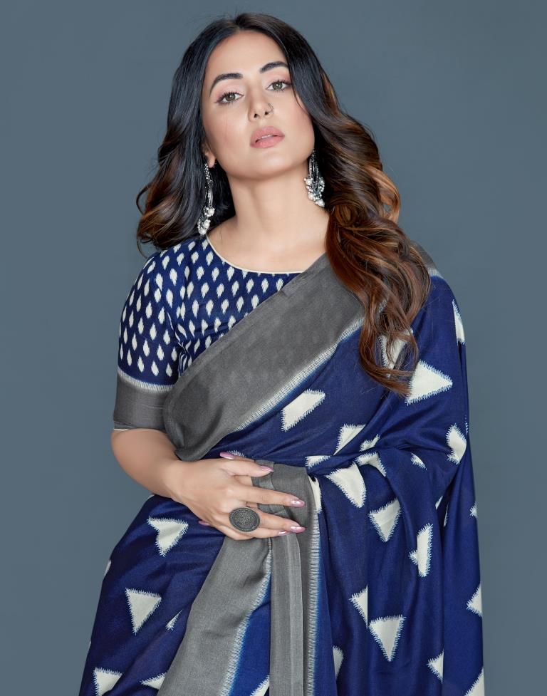 Blue Coloured Poly Silk Printed Casual saree | Sudathi
