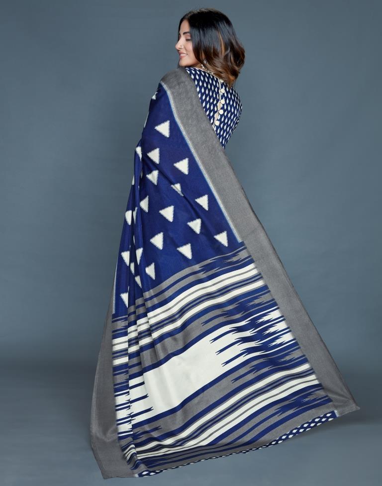 Blue Coloured Poly Silk Printed Casual saree | Sudathi